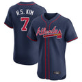 Atlanta Braves #7 Ha-Seong Kim Player Navy CONTON Limited Elite Home Game Stitched Jerseys