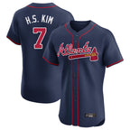 Atlanta Braves #7 Ha-Seong Kim Player Navy CONTON Limited Elite Home Game Stitched Jerseys