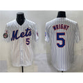 New York Mets #5 David Wright White CONTON With Patch Stitched Jersey