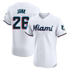 Miami Marlins #26 Janson Junk Player White CONTON Home Limited Elite Stitched Jerseys