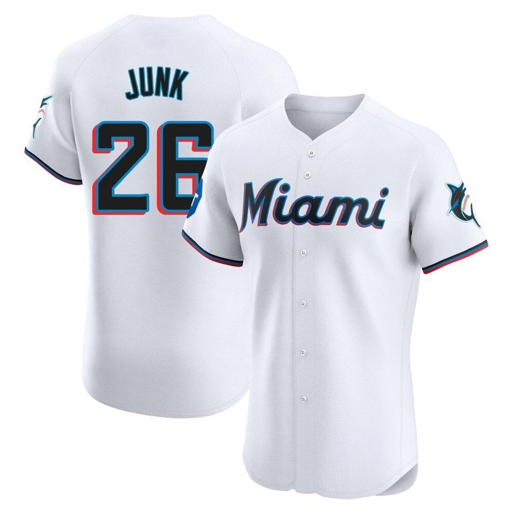 Miami Marlins #26 Janson Junk Player White CONTON Home Limited Elite Stitched Jerseys