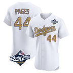 Los Angeles Dodgers #44 Andy Pages Player White Gold CONTON World Series Limited Elite Home Stitched Jerseys