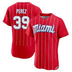 Miami Marlins #39 Eury Perez Player Red CONTON City Connect Home Limited Elite Stitched Jerseys