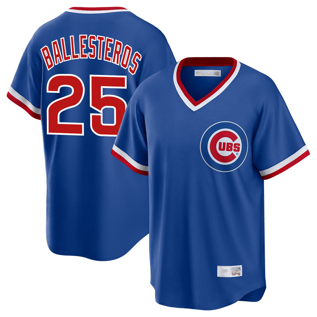 Chicago Cubs #25 Moises Ballesteros Player Royal CONTON T-shirt Cooperstown Collection Limited Stitched Jerseys