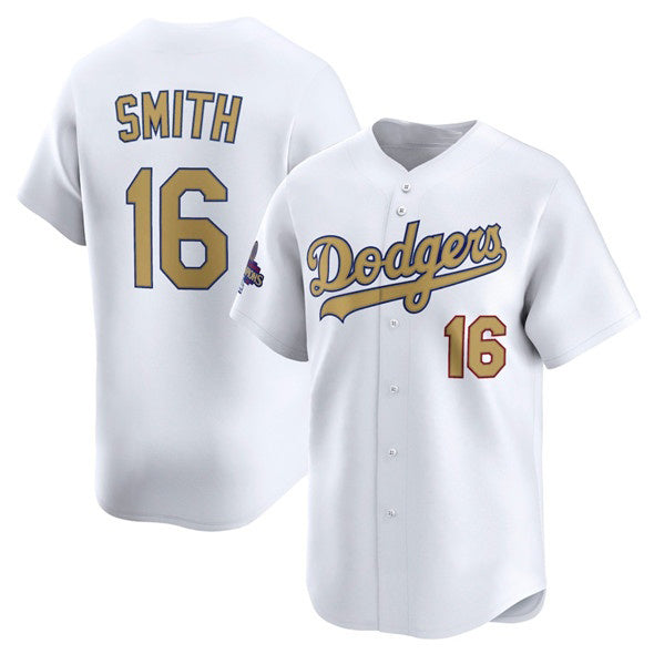 Los Angeles Dodgers #16 Will Smith White CONTON 2025 Gold Collection Limited Stitched Jersey