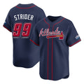 Atlanta Braves #99 Spencer Strider Player Navy CONTON 2025 Speedway Classic Home Game Stitched Jerseys