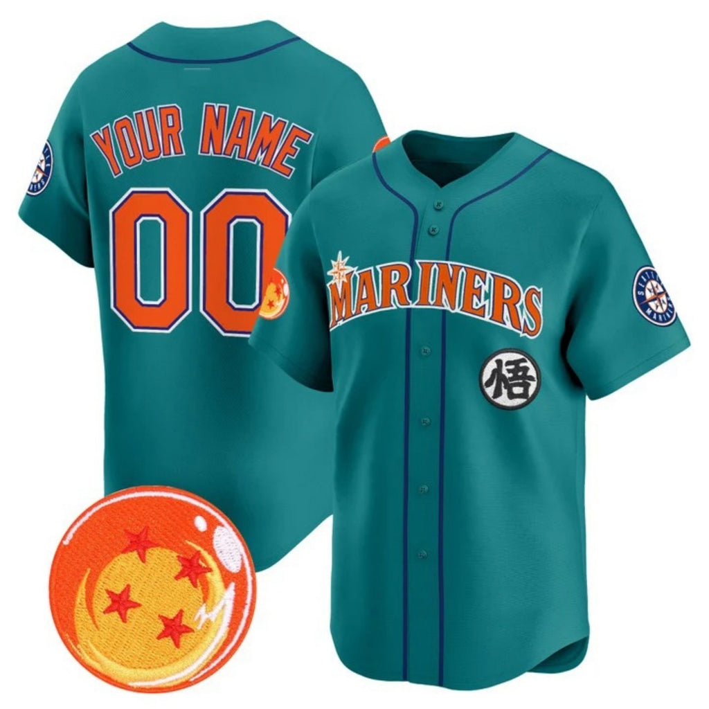 Custom Seattle Mariners x Dragon Ball Teal CONTON Vapor Premier Limited Jersey - All Stitched