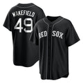 Boston Red Sox #49 Tim Wakefield Player Black CONTON Home Game Stitched Jerseys