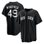 Boston Red Sox #49 Tim Wakefield Player Black CONTON Home Game Stitched Jerseys
