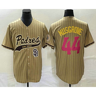 San Diego Padres #44 Joe Musgrove Tan CONTON Pinstripe 2023 City Connect Cool Base Stitched Jersey 2