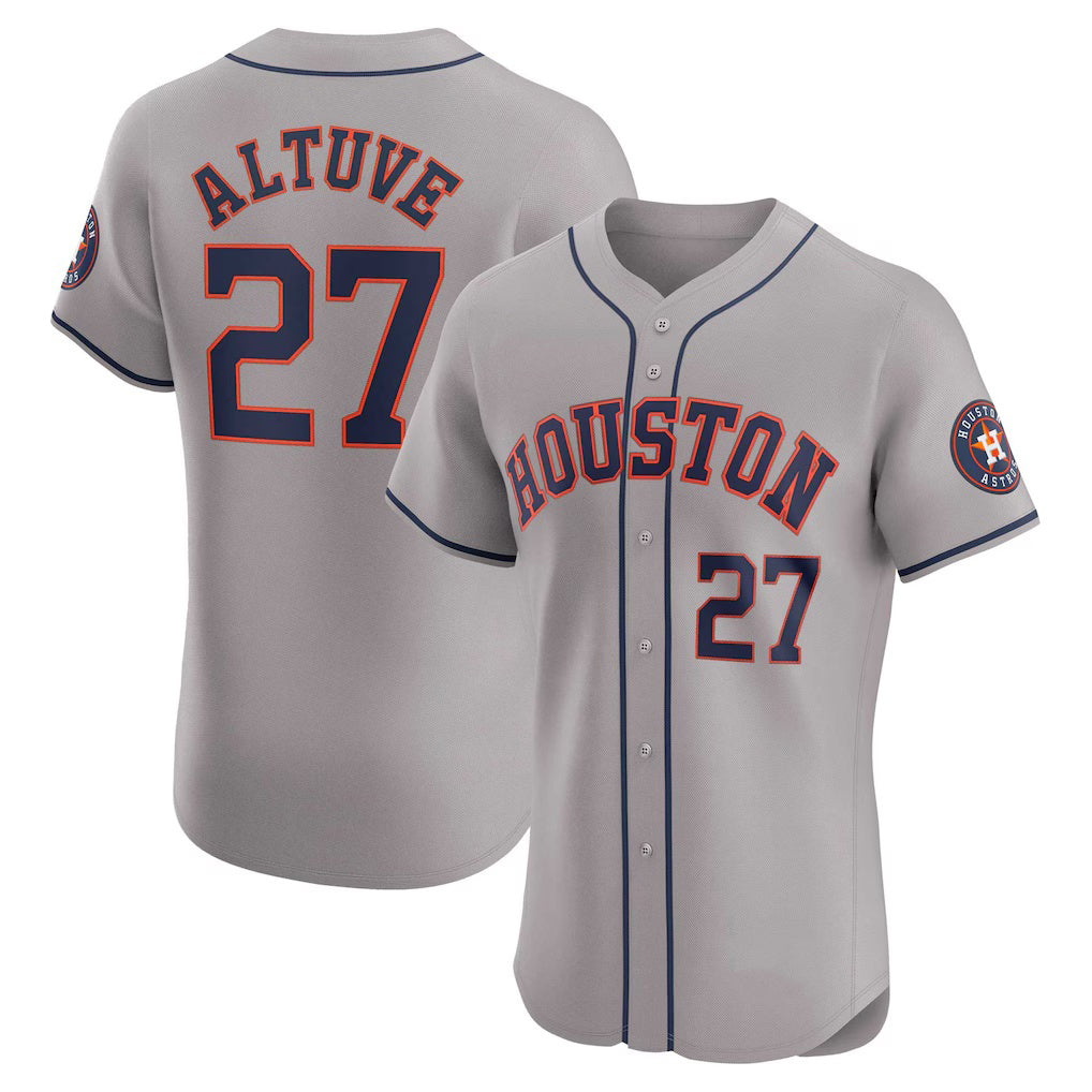 Houston Astros #27 Jose Altuve Gray CONTON Road Elite Player Jersey