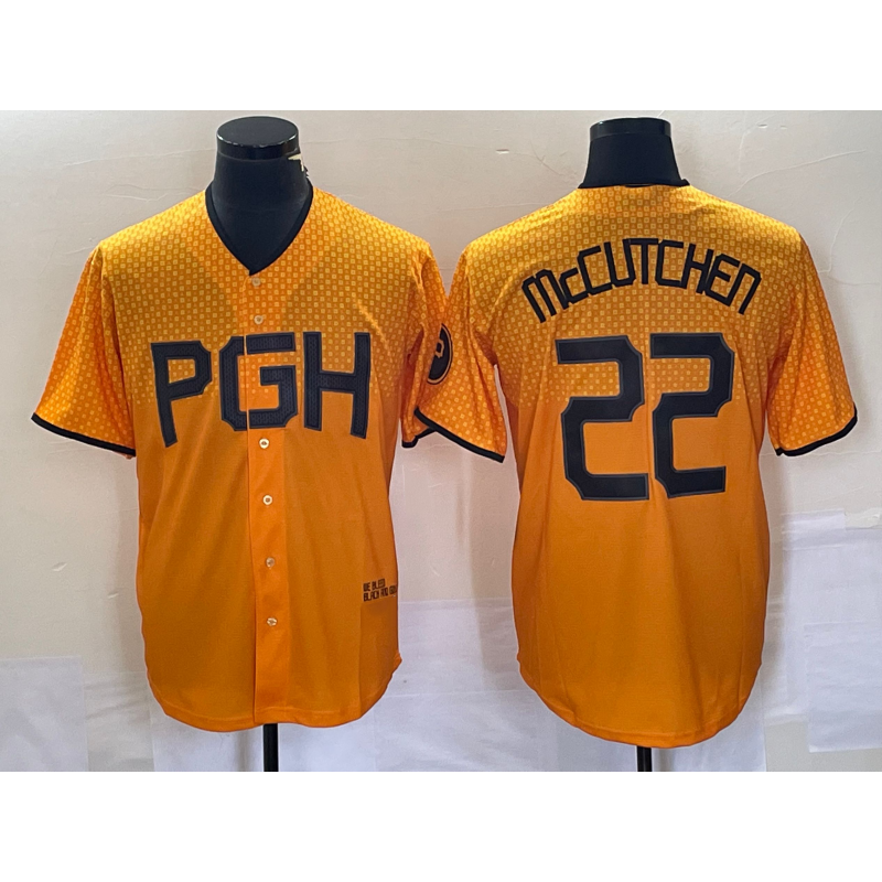 Pittsburgh Pirates #22 Andrew McCutchen Gold CONTON 2023 City Connect Stitched Jersey