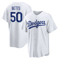 Los Angeles Dodgers #50 Mookie Betts White CONTON Home Replica Player Name Jersey