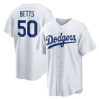 Los Angeles Dodgers #50 Mookie Betts White CONTON Home Replica Player Name Jersey