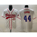 Atlanta Braves #44 Hank Aaron White CONTON Cool Base With Patch Stitched Jersey