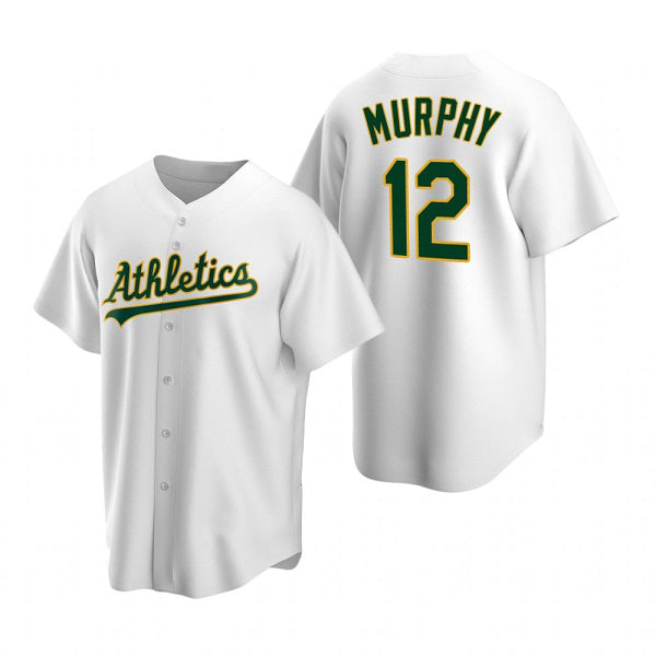 Oakland Athletics #12 Sean Murphy White CONTON Cool Base Stitched Jersey