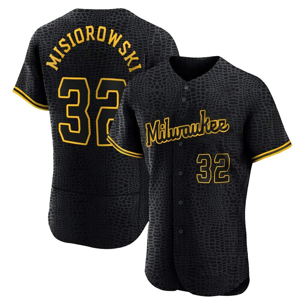 Milwaukee Brewers #32 Jacob Misiorowski Player Black CONTON Snake Skin City Home Limited Elite Stitched Jerseys