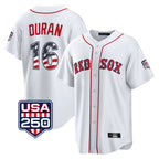 Boston Red Sox #16 Jarren Duran Player White CONTON USA 250 Fourth of July Home Game Stitched Jerseys