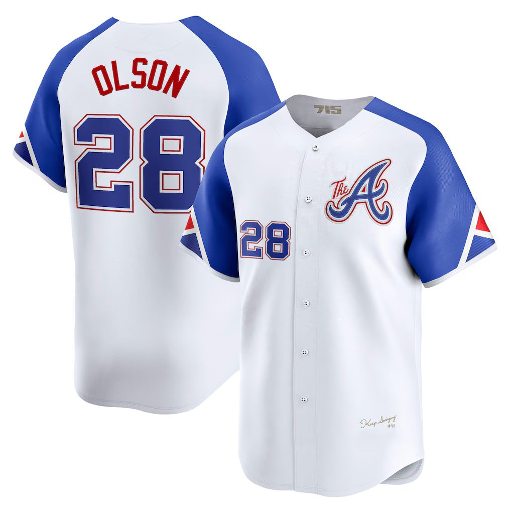 Atlanta Braves #28 Matt Olson White CONTON City Connect Limited Player Jersey