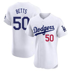 Los Angeles Dodgers #50 Mookie Betts Player White CONTON Limited Elite Home Stitched Jerseys