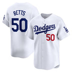Los Angeles Dodgers #50 Mookie Betts White CONTON Home Limited Player Jersey