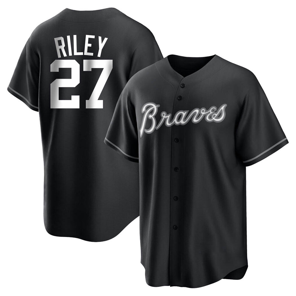 Atlanta Braves #27 Austin Riley Player Black CONTON Home Game Stitched Jerseys