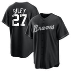 Atlanta Braves #27 Austin Riley Player Black CONTON Home Game Stitched Jerseys