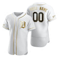 Custom Detroit Tigers White CONTON Stitched Flex Base Golden Edition Jersey