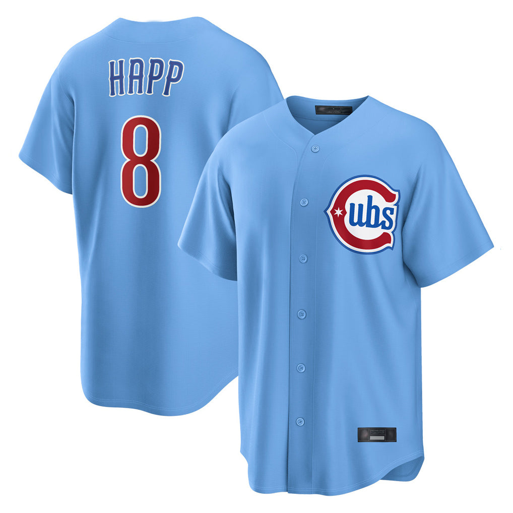Chicago Cubs #8 Ian Happ Player Light Blue CONTON Home Game Stitched Jerseys