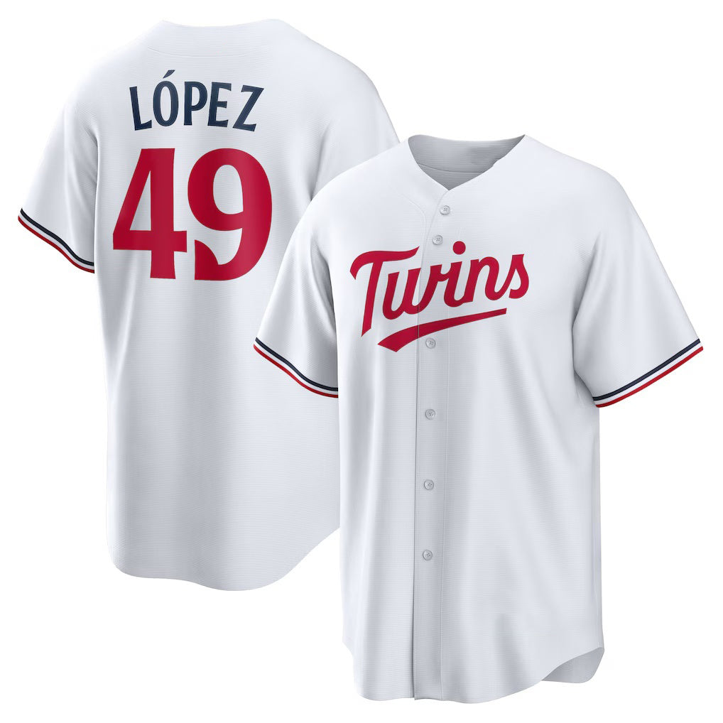 Minnesota Twins #49 Pablo L¨®pez White CONTON Home Replica Player Jersey