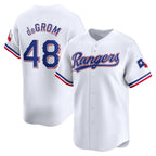 Texas Rangers #48 Jacob deGrom White CONTON Home Limited Player Jersey