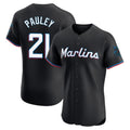 Miami Marlins #21 Graham Pauley Player Black CONTON Vapor Home Limited Elite Stitched Jerseys
