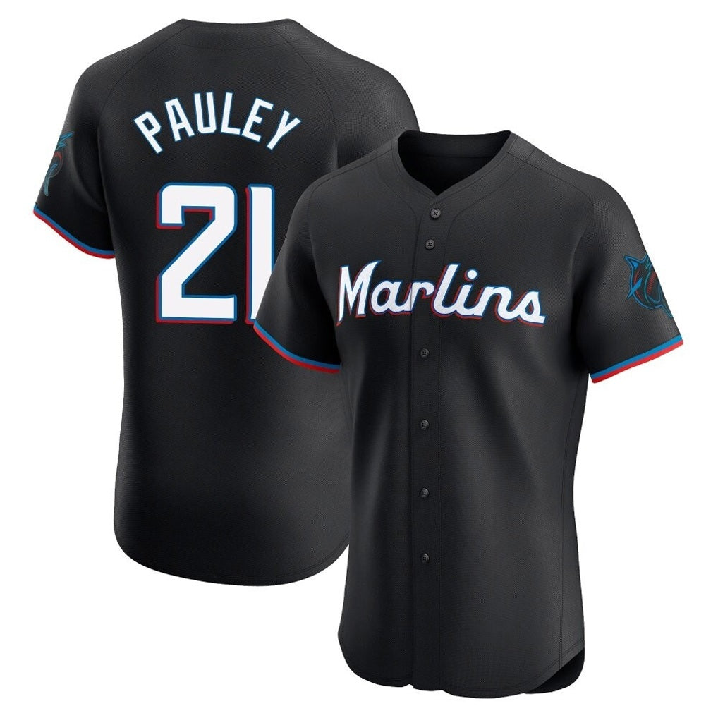 Miami Marlins #21 Graham Pauley Player Black CONTON Vapor Home Limited Elite Stitched Jerseys