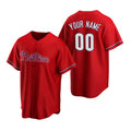 Custom Philadelphia Phillies Red CONTON Stitched Cool Base Jersey
