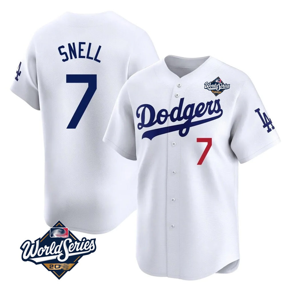 Los Angeles Dodgers #7 Blake Snell Player White CONTON Game Limited World Series Home Stitched Jerseys
