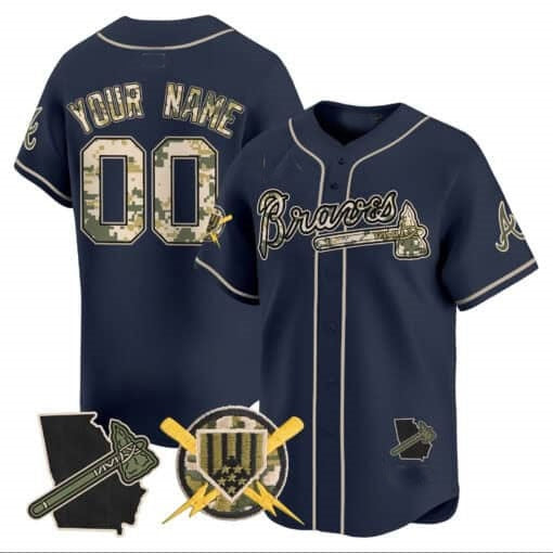 Custom Atlanta Braves Armed Forces Day Vapor Premier Limited Jersey ¨C Navy CONTON