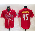 Philadelphia Phillies #45 Zack Wheeler Number Red CONTON Cool Base Stitched Jersey 2