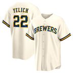 Milwaukee Brewers #22 Christian Yelich White CONTON Home Replica Jersey