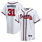 Atlanta Braves #31 Greg Maddux Player White CONTON Home Game Stitched Jerseys