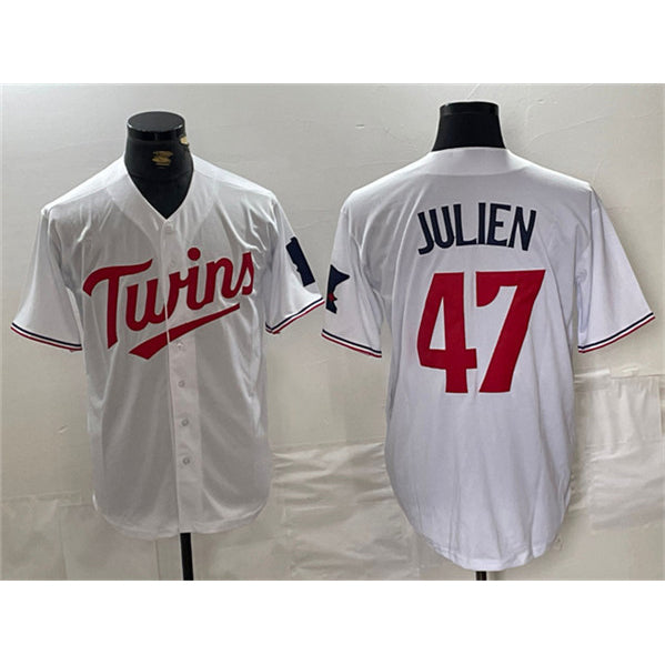 Minnesota Twins #47 Edouard Julien White CONTON Cool Base Stitched Jerseys