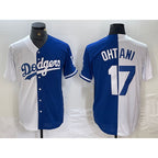 Los Angeles Dodgers #17 Shohei Ohtani White Blue CONTON Two Tone Stitched Jerseys