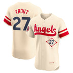 Los Angeles Angels #27 Mike Trout Cream CONTON City Connect Elite Player Jersey