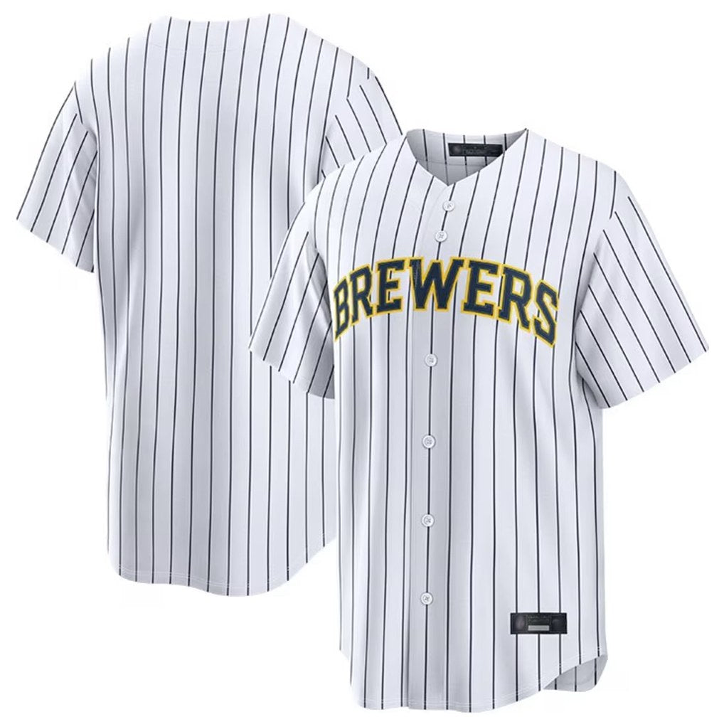 Milwaukee Brewers Blank Player White CONTON Stripes Home Limited Stitched Jerseys