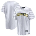 Milwaukee Brewers Blank Player White CONTON Stripes Home Limited Stitched Jerseys