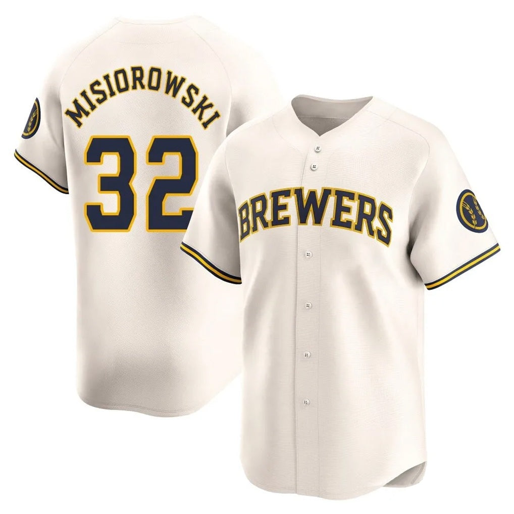 Milwaukee Brewers #32 Jacob Misiorowski Player Cream CONTON Limited Game Stitched Jerseys