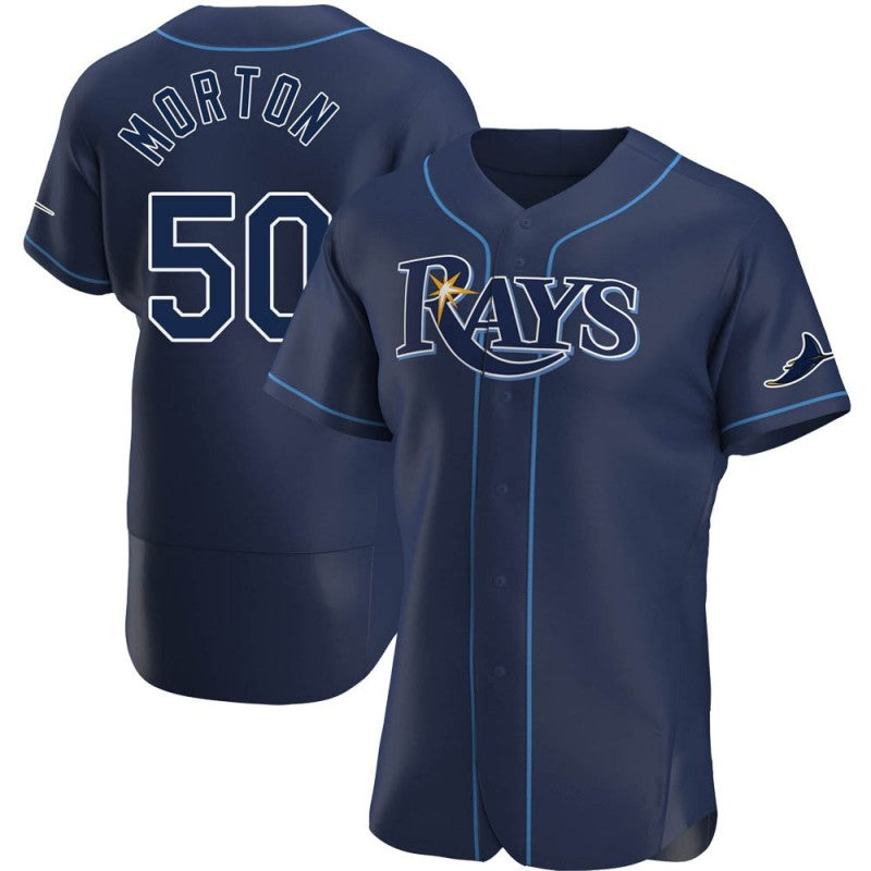 Tampa Bay Rays #50 Charlie Morton Navy CONTON Alternate Jersey