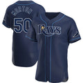 Tampa Bay Rays #50 Charlie Morton Navy CONTON Alternate Jersey