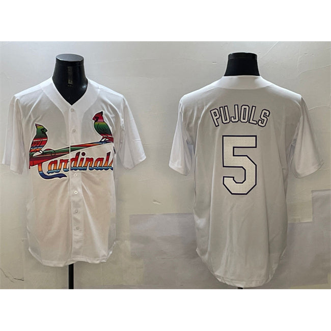 St. Louis Cardinals #5 Albert Pujols White CONTON Cool Base Stitched Jersey