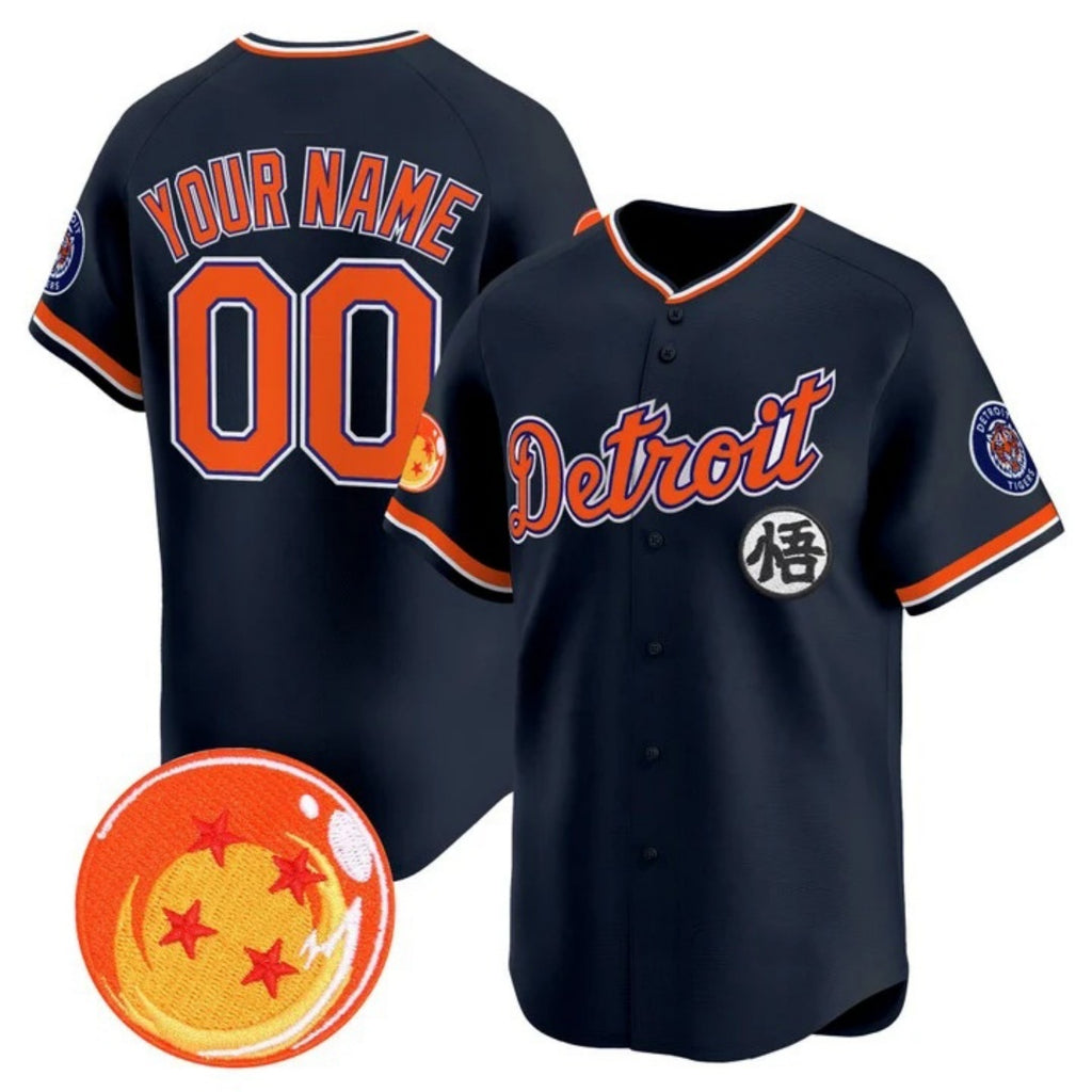 Custom Detroit Tigers x Dragon Ball Navy CONTON Vapor Premier Limited Jersey - All Stitched