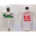 Philadelphia Phillies #55 Ranger Su¨¢rez White Green CONTON Cool Base Stitched Jersey 2
